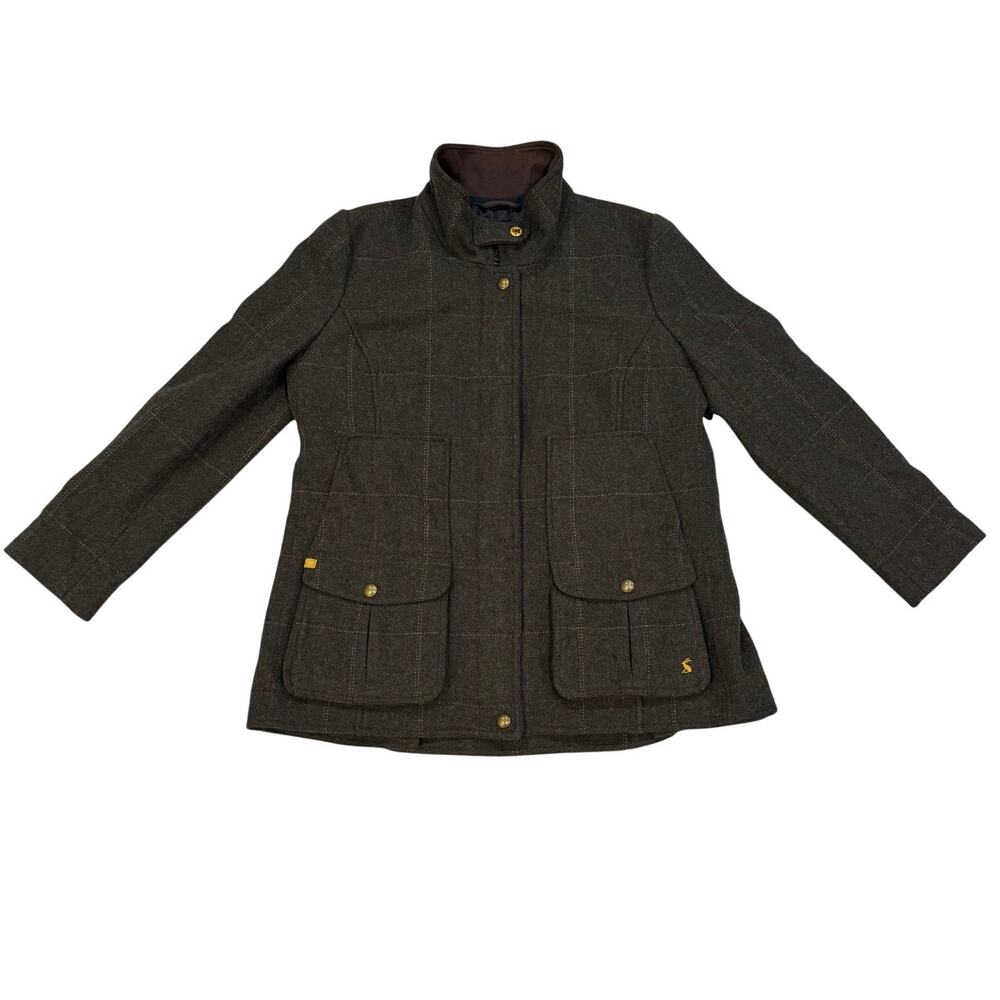 Joules Tweed Fieldcoat Women's US 16 UK 20 Brown Herringbone